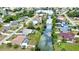 Aerial view of the community featuring canal-front properties, mature trees, and scenic waterfront views at 3080 Saint James St, Port Charlotte, FL 33952