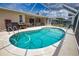 Screened-in pool with an adjacent patio and lush landscaping provides a relaxing outdoor space at 3080 Saint James St, Port Charlotte, FL 33952