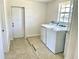 A utility room featuring new washer and dryer units near exterior door at 700 Dolphin Pkwy, Punta Gorda, FL 33950