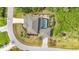 Aerial view of a home showcasing a private backyard oasis with a swimming pool and lush landscaping at 9239 Impala Cir, Port Charlotte, FL 33981