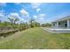 Beautiful backyard featuring a lush green lawn and waterway, providing a serene outdoor space at 13972 Chesswood Ln, Port Charlotte, FL 33981