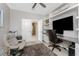 Office showcasing custom shelving, granite countertop, and comfortable seating at 17924 Corkwood Bend Trl, Punta Gorda, FL 33982