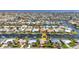 Aerial view of waterfront neighborhood featuring canal access and private docks at 2100 Via Esplanade, Punta Gorda, FL 33950