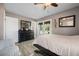 This primary bedroom boasts outdoor access, natural lighting, and modern furnishings at 4009 Yucatan Cir, Port Charlotte, FL 33948