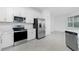 Clean kitchen with stainless steel appliances and bright white cabinets at 8488 Saint Kitts Cir, Englewood, FL 34224