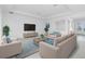 Comfortable living room with neutral-colored furniture and a large television at 8488 Saint Kitts Cir, Englewood, FL 34224