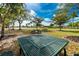 Outdoor picnic area with tables and leafy trees creates a peaceful setting for community gatherings at 25046 Doredo Dr, Punta Gorda, FL 33955