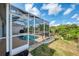 The screened-in lanai and pool is nestled in a beautiful private backyard at 3027 Ridgewood Dr, North Port, FL 34287