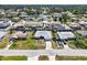 Aerial view of the home and neighborhood showcasing landscaping, driveways, and street layout at 5331 Citadel Rd, Venice, FL 34293