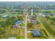 Aerial view showcasing the home's location within a residential neighborhood along a canal at 1 Sportsman Way, Rotonda West, FL 33947