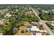 Aerial view of the property and neighborhood from the canal, highlighting the pool and waterway access at 2008 Pellam Blvd, Port Charlotte, FL 33948