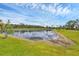 A beautiful pond with lush green grass and trees that create a serene atmosphere at 281 Potenza Loop, Nokomis, FL 34275