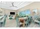 Open concept view of the living room, dining area, and kitchen with an outdoor view at 13284 Amaryllis Cir, Port Charlotte, FL 33981