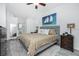Bedroom features soft carpet, ceiling fan and neutral color scheme at 2913 Royal Palm Dr, North Port, FL 34288