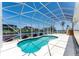 Beautiful enclosed pool in screened lanai, offering a private and relaxing retreat in a tropical setting at 233 Beeney Se Rd, Port Charlotte, FL 33952