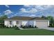 Charming single-story home with a two-car garage, neutral paint, manicured lawn and decorative shrubbery at 5255 Bayley St, North Port, FL 34288
