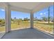 Screened in patio with a view of the yard and neighborhood at 1981 Arena Ln, North Port, FL 34286
