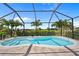 Beautiful screened-in pool surrounded by lush landscaping, offering privacy and creating a serene outdoor oasis to relax at 69 Bunker Rd, Rotonda West, FL 33947
