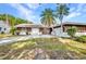 Charming single-story home featuring a palm tree, double-door entry, and beautiful landscaping at 6916 Rex Ln, Sarasota, FL 34243