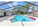 Screened-in pool featuring a uniquely designed pool with poolside patio, perfect for relaxing and entertaining at 6916 Rex Ln, Sarasota, FL 34243