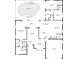 House floor plan layout including primary bedroom, living room, kitchen, swimming pool, and garage at 85 Long Meadow Ct, Rotonda West, FL 33947