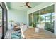 Cozy screened patio with comfortable seating and views of the backyard at 17629 Palmetto Pass Ln, Punta Gorda, FL 33982