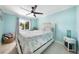 Bright bedroom with a large window, ceiling fan, and coastal-inspired decor at 192 Danforth S Dr, Port Charlotte, FL 33980