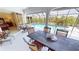 Covered patio with dining table and chairs overlooking the backyard pool at 7148 N Blue Sage, Punta Gorda, FL 33955