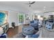 Inviting living space with wood flooring, vaulted ceiling, and an open layout to the dining area at 3616 Allapatchee Dr, Punta Gorda, FL 33950
