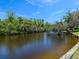 Scenic view of the waterway with abundant trees in the background under a blue sky at 3616 Allapatchee Dr, Punta Gorda, FL 33950