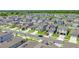 Aerial view of a neighborhood showcasing modern homes and well-planned street layout at 111 Rain Lily Ave, Spring Hill, FL 34609