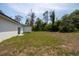 Large grassy backyard offers a peaceful retreat adjacent to a modern home, perfect for outdoor enjoyment at 16218 Chamberlain Blvd, Port Charlotte, FL 33954
