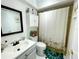 Bathroom featuring a white vanity and mushroom themed shower curtain at 3122 Scranton St, Port Charlotte, FL 33952