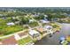 An overhead shot of charming homes along winding canals, featuring lush surroundings in a residential area at 9582 Arsipe Cir, Port Charlotte, FL 33981
