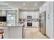 Bright modern kitchen with stainless steel appliances and a granite island at 122 Arrow Ln, Rotonda West, FL 33947