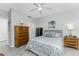 Inviting bedroom showcasing a decorative bed, accompanied by a chest of drawers and a mini fridge at 14257 Heritage Landing Blvd # 1115, Punta Gorda, FL 33955