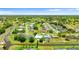 Expansive aerial view of a quiet community with tree-lined streets, canal, and many private pools in Florida at 425 Corrientes Cir, Punta Gorda, FL 33983