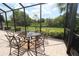 Relaxing screened-in patio featuring outdoor furniture and a view of the surrounding nature at 13256 Creekside Ln, Port Charlotte, FL 33953