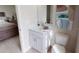 Elegant bathroom with a white vanity, sleek fixtures, and a modern sink at 4426 Vasco St, Punta Gorda, FL 33950