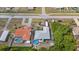 Bird's eye view showing the layout of the property with an RV, yard, and surrounding neighborhood at 10229 Gulfstream Blvd, Englewood, FL 34224