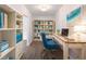 Charming home office with custom shelving, hardwood floors, and beach-themed decor at 1231 Beacon Dr, Port Charlotte, FL 33952