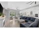 Living room showcasing kitchen, dining, and access to outdoor living area and pool at 19821 Montenero Way, Venice, FL 34293
