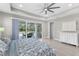 Spacious main bedroom with pool view, light walls and ensuite access at 19821 Montenero Way, Venice, FL 34293