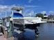 Sport craft boat sitting on a boat lift with a clear blue sky in the background at 219 Tait Se Ter, Port Charlotte, FL 33952