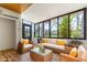 Cozy sunroom with wicker furniture and bright yellow pillows with lots of sunlight at 4346 Rayfield Dr # 4346, Sarasota, FL 34243
