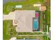 Overhead view of property showing screened in pool and patio, new roof, and well kept lawn at 1721 Walden Ct, Englewood, FL 34224