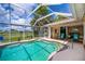 Screened-in pool and spa with backyard views and comfortable seating at 2387 Nuremberg Blvd, Punta Gorda, FL 33983