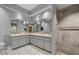 Bathroom features double sinks with lots of counterspace and walk in shower with tile surround at 411 Scarlet Sage, Punta Gorda, FL 33955