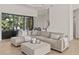 Comfortable living room with a plush sectional sofa overlooking a screened lanai and dining area at 3393 S Haberland Blvd, North Port, FL 34288