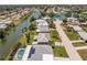 Wide aerial view showcases a residential community with multiple waterways and neighborhood streets at 444 Edgewood Rd, Venice, FL 34293